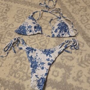 Floral Blue Bikini Set